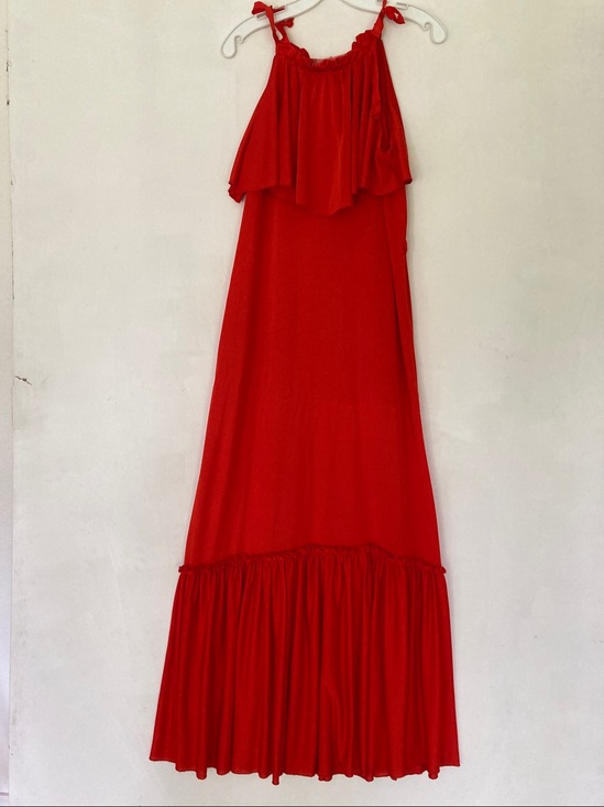 Free People Dresses & Skirts - Free People Orange Coco S/P Maxi Dress Ruffle Tie Straps  chic boho Beach Summer